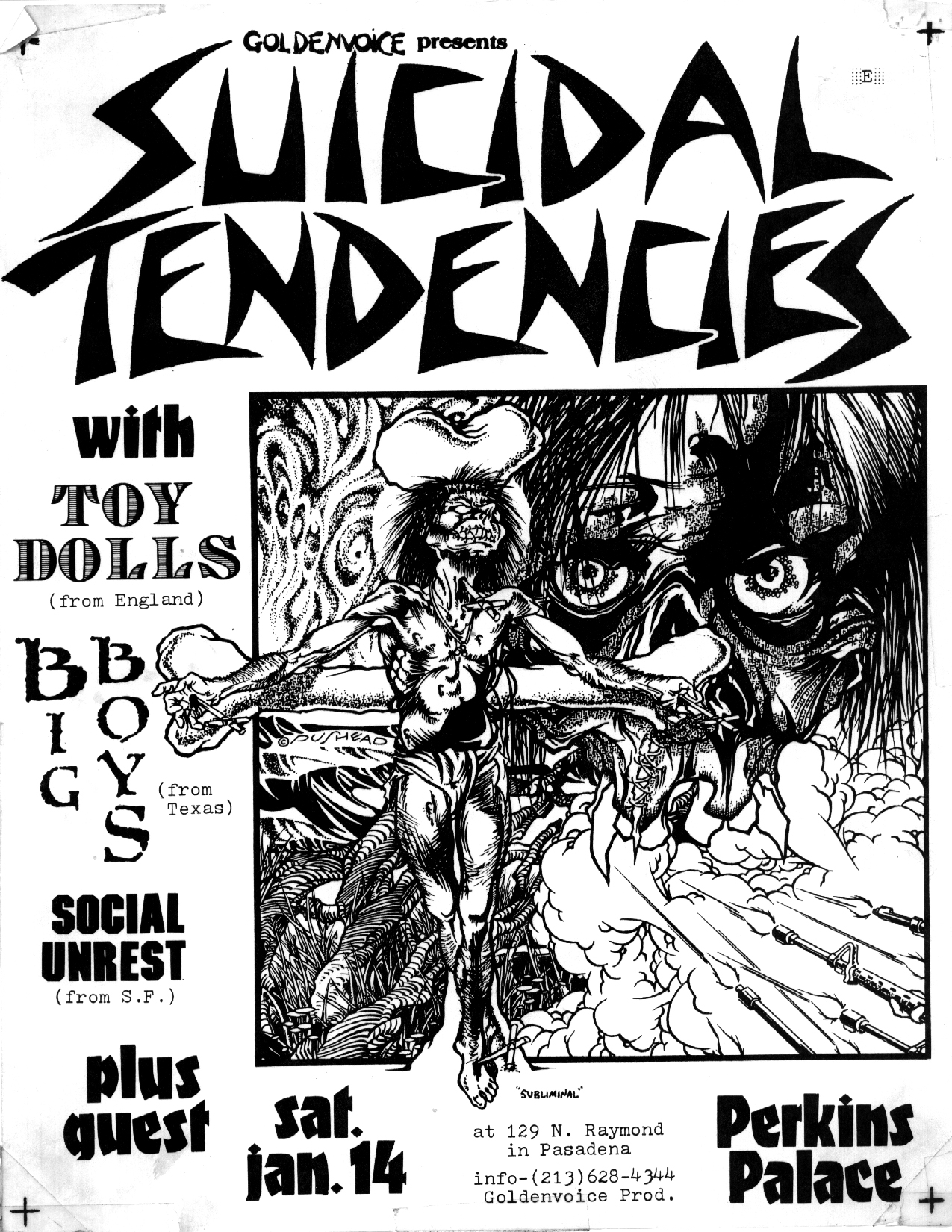 Suicidal Tendencies-Toy Dolls-Big Boys-Social Unrest @ Perkins Palace Pasadena CA 1-14-84
