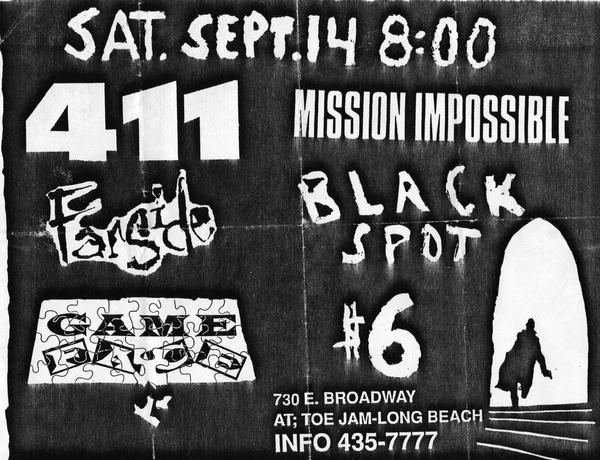 411-Farside-Game Face-Mission Impossible-Blackspot @ Toe Jam Long Beach CA 9-14-91