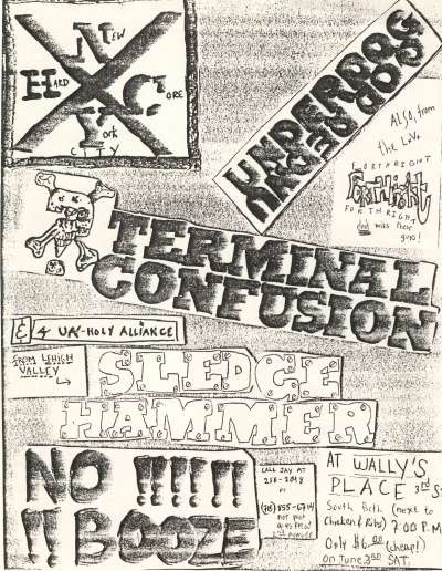 Underdog-Terminal Confusion-Sledgehammer-Forthright @ Wally’s Place Bethlehem PA 6-3-89