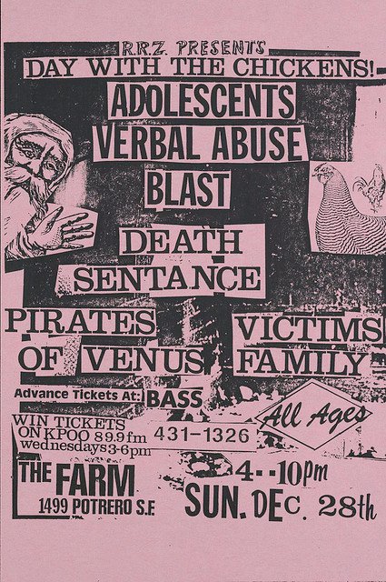 Adolescents-Verbal Abuse-Bl’ast!-Death Sentence-Pirates Of Venus-Victims Family @ The Farm San Francisco CA 12-28-86