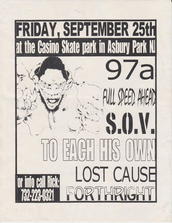97a-Full Speed Ahead-SOV-To Each His Own-Lost Cause-Forthright @ Asbury Park NJ 9-25-98