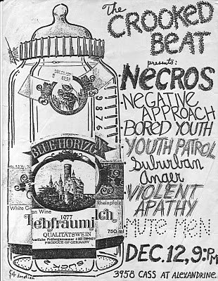 Necros-Negative Approach-Bored Youth-Youth Patrol-Suburban Anger-Violent Apathy-Mute Men @ Detroit MI 12-12-81