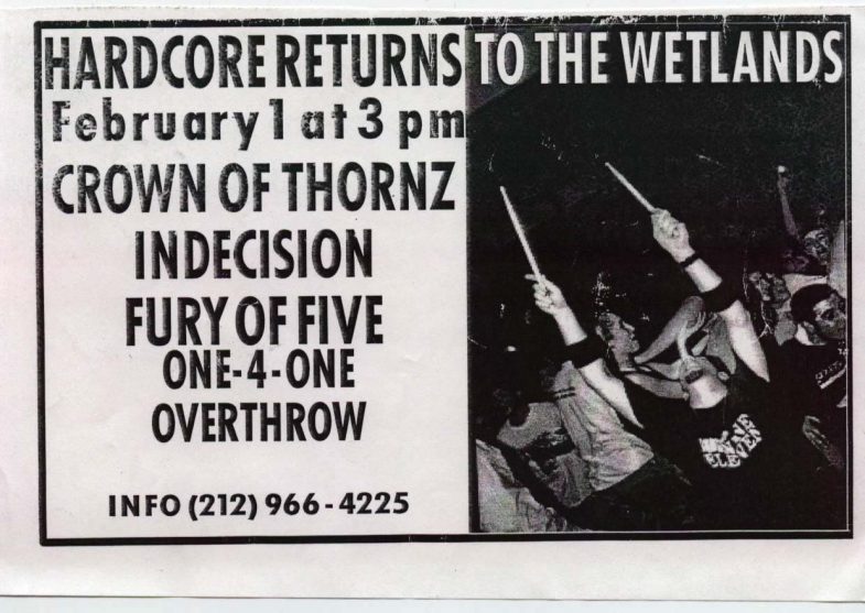 Crown Of Thornz-Indecision-Fury Of V-One 4 One-Overthrow @ New York City NY 2-1-UNKNOWN YEAR