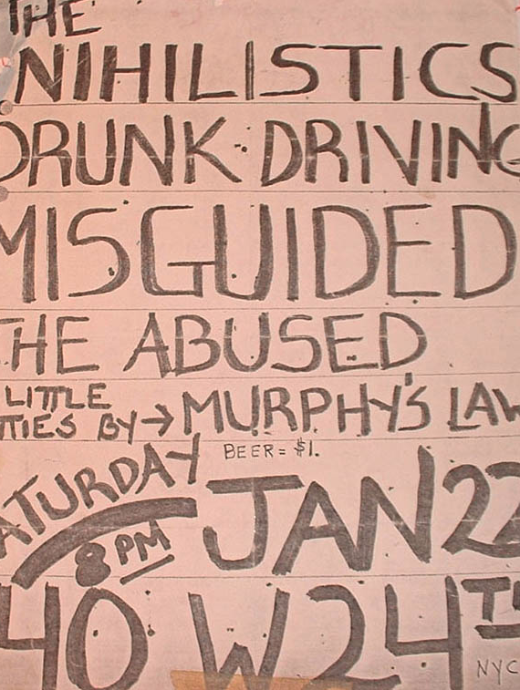 Nihilistics-Drunk Driving-Misguided-The Abused-Murphy’s Law @ New York City NY 1-2-83