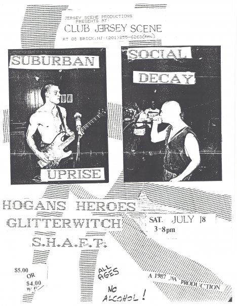 Suburban Uprise-Social Decay-Hogans Heroes-Glitterwitch-Shaft @ Brick NJ 7-18-87