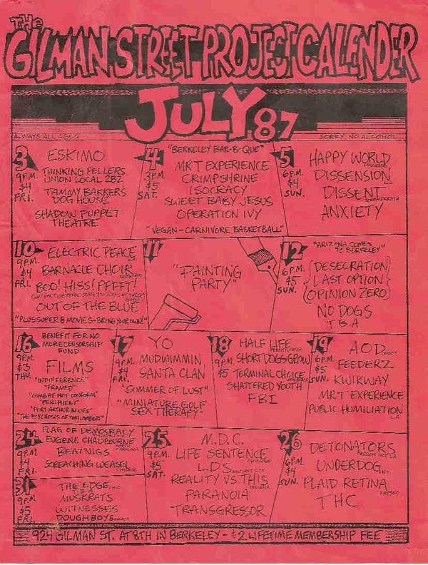 Gilman St. July 1987