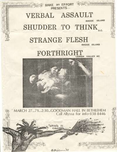 Verbal Assault-Shudder To Think-Strange Flesh-Forthright @ Bethlehem PA 3-27-88