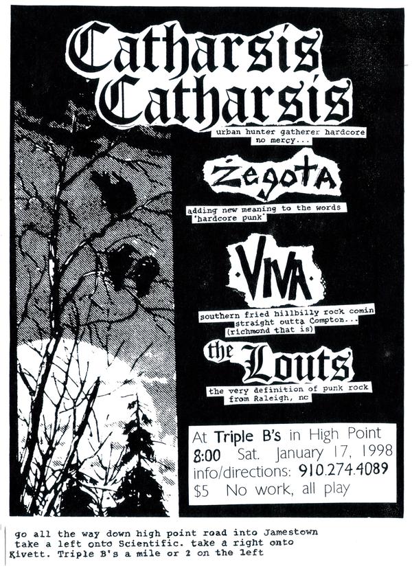 Catharsis Zegota Viva The Louts High Point Md 1 17 98 Hardcore