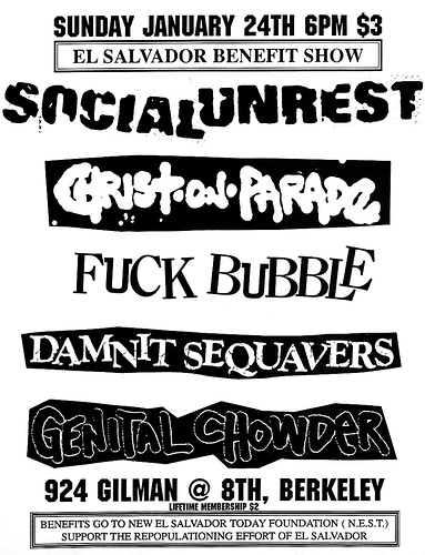 Social Unrest-Christ On Parade-Fuck Bubble-Damnit Sequavers-Genital Chowder @ Berkeley CA 1-24-88