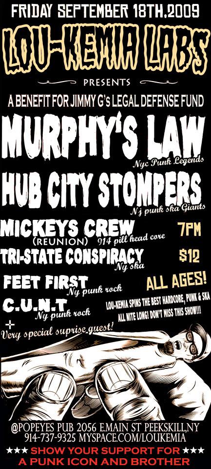 Murphy’s Law-Hub City Stompers-Mickeys Crew-Tri State Conspiracy-Feet First @ New York City NY 9-18-09