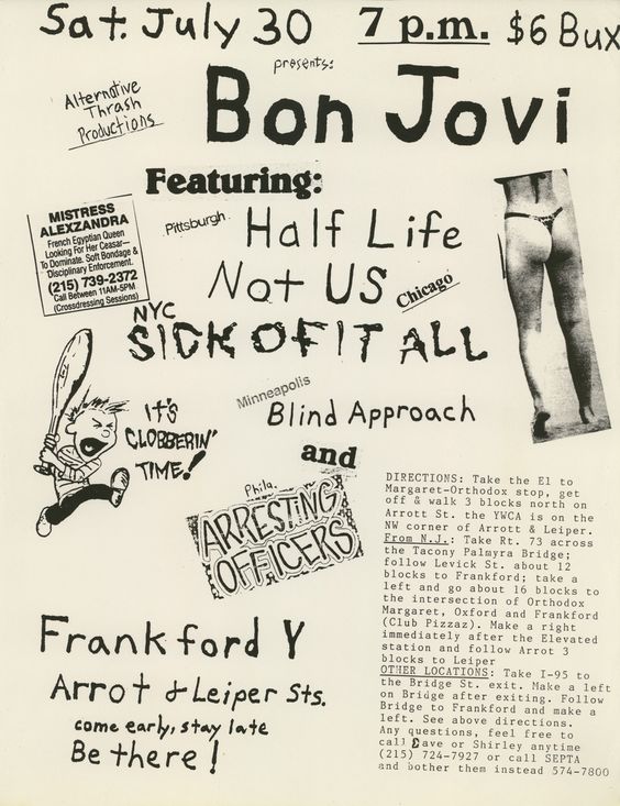 Half Life-Not Us-Sick Of It All-Blind Approach-Arresting Officers @ Philadelphia PA 7-30-88