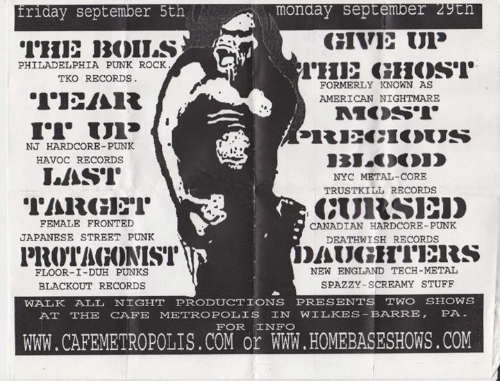 Give Up The Ghost-Most Precious Blood-Cursed-Daughters @ Wilkes-Barre PA 9-29-03