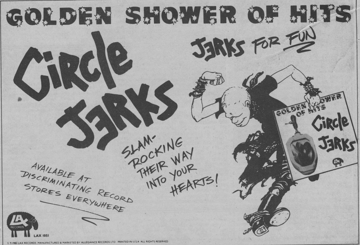 Circle Jerks Golden Shower Of Hits Hardcore Show Flyers