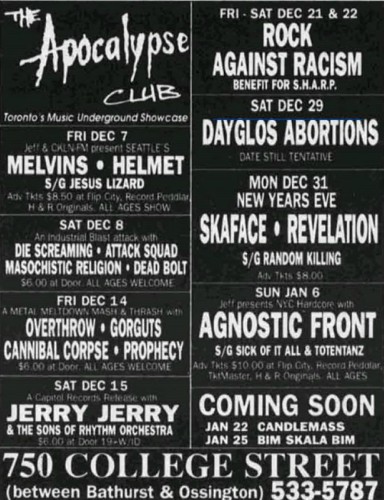 Agnostic Front-Sick Of It All @ Toronto Canada 1-6-92