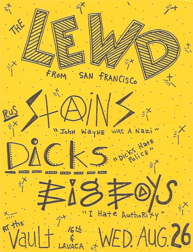 The Lewd-Stains-The Dicks-Big Boys @ 8-26-81
