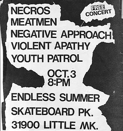Necros-Meatmen-Negative Approach-Violent Apathy-Youth Patrol @ Roseville MI 10-3-81