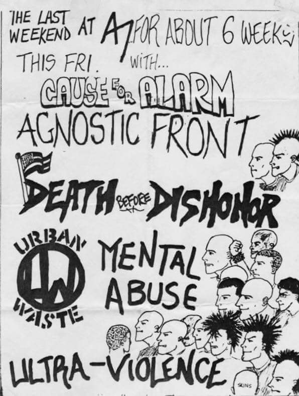 Cause For Alarm-Agnostic Front-Death Before Dishonor-Urban Waste-Mental Abuse-Ultra Violence @ New York City NY 1981