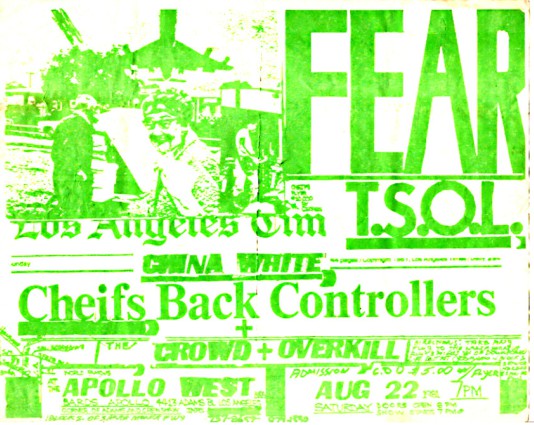 Fear-TSOL-China White-Chiefs-The Crowd-Overkill @ 8-22-81
