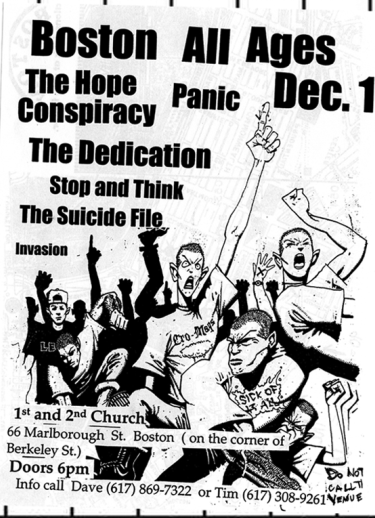 The Hope Conspiracy-The Dedication-Stop & Think-The Suicide File-Invasion @ Boston MA 12-1-01