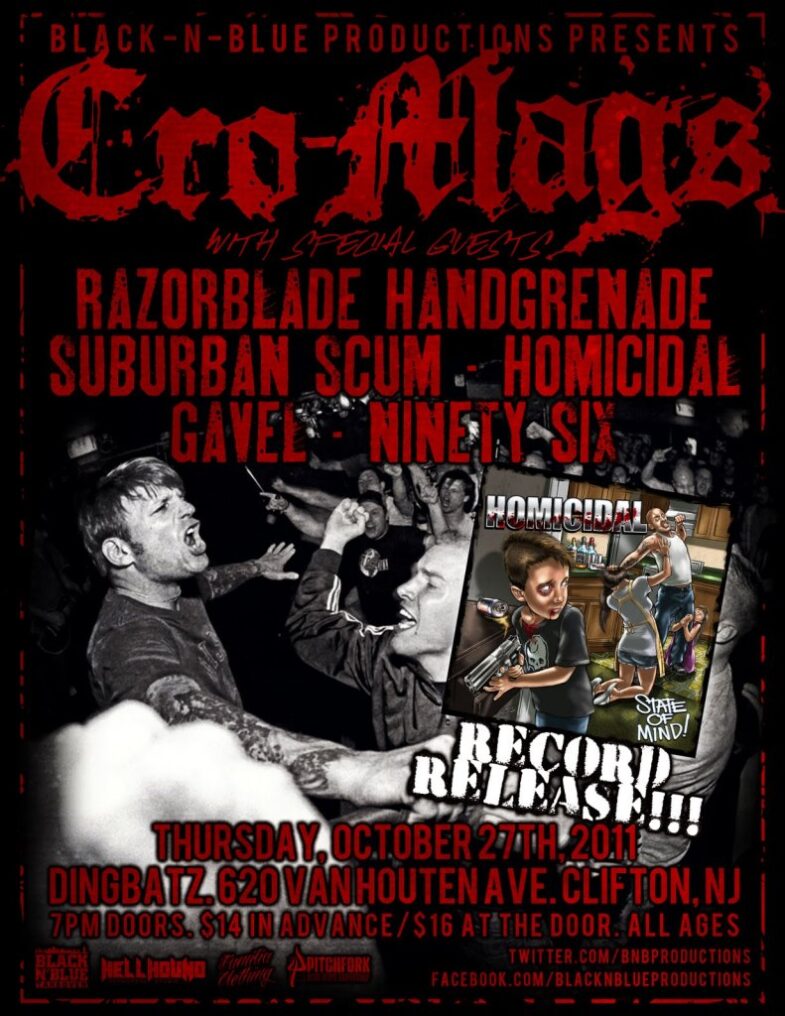 Cro Mags-Razor Blade Hand Grenade-Suburban Scum-Homicidal-Gavel-Ninety Six @ Clifton NJ 10-27-11