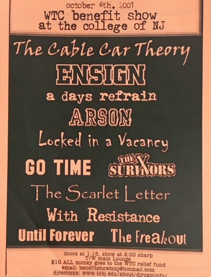 The Cable Car Theory-Ensign-A Days Refrain-Arson-Locked In Vacancy-Go Time-The Survivors-The Scarlet Letter @ Ewing NJ 10-6-01