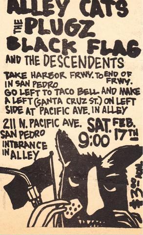 Alley Cats-Plugz-Black Flag-Descendents @ San Pedro CA 2-17-79